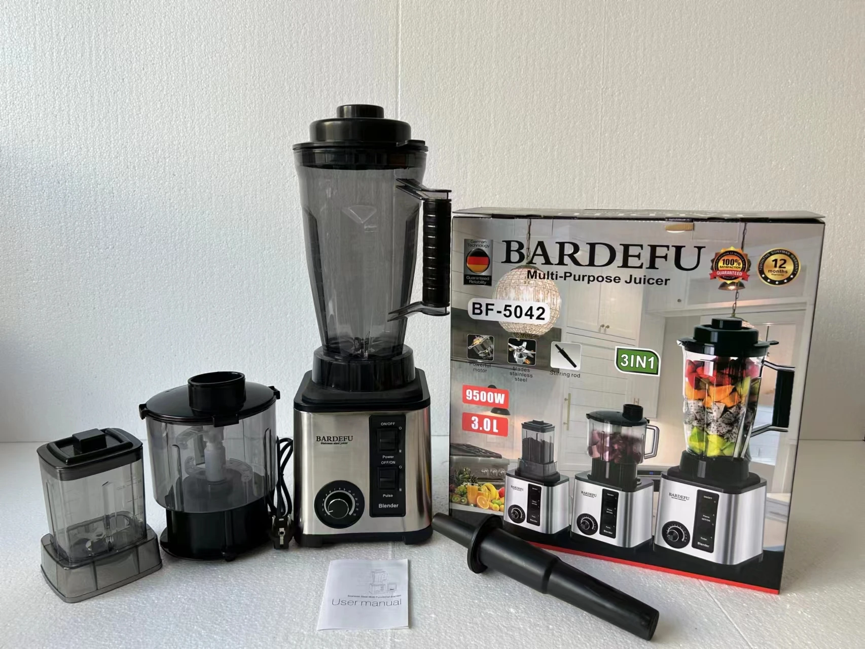 multifunctional heavy duty commercial 9500w 3L blender juicer food processor blender 3 in 1 smoothie blender machine