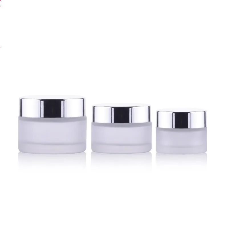 Hot sale New Product 15ml 20ml 30ml 50ml 100ml amber clear green cobalt blue glass cream cosmetic jar with aluminum lid