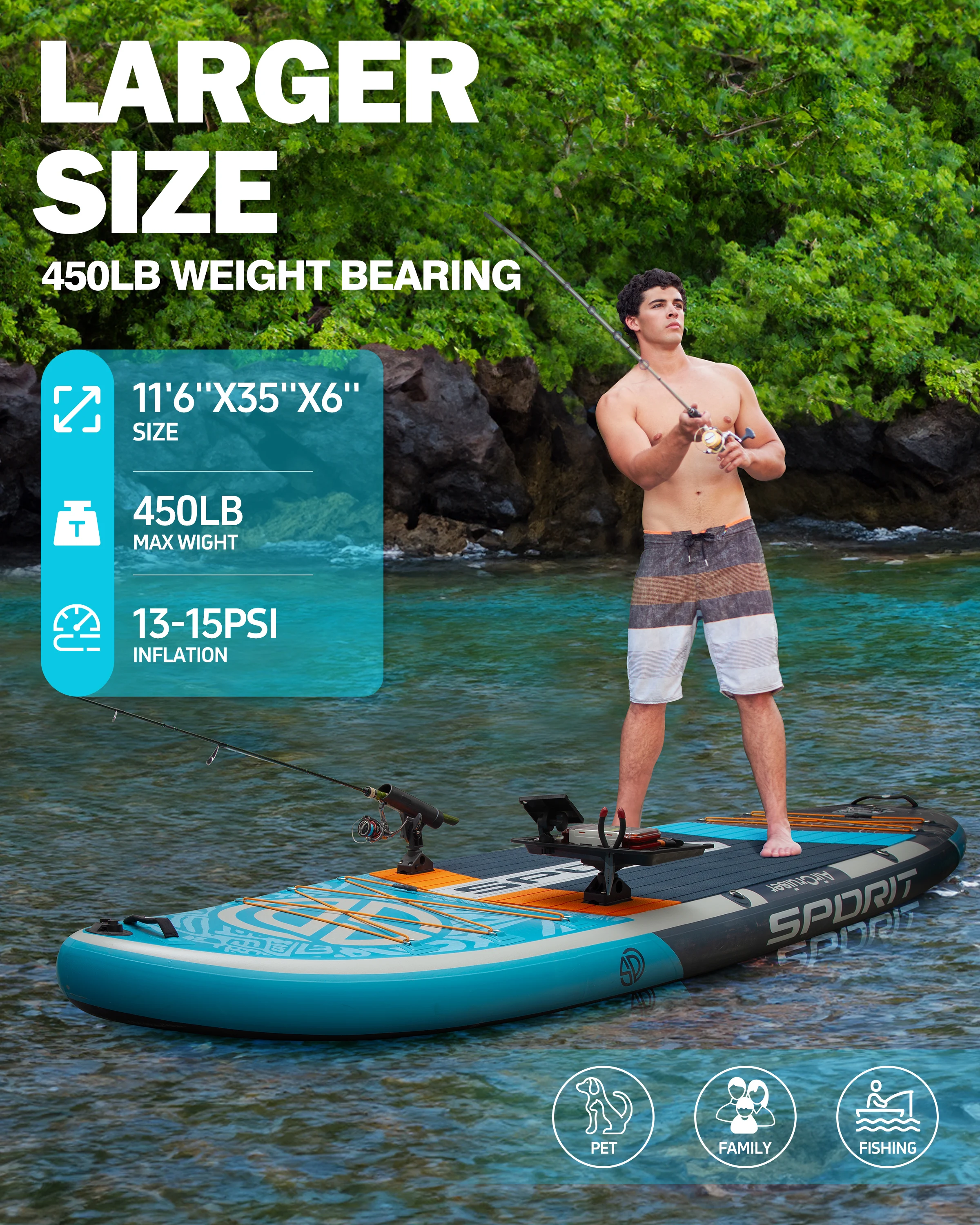 PF Wholesale fishing table Inflatable Sup Paddle Board Surf Board For Water Sports  With seat fishing rod holder