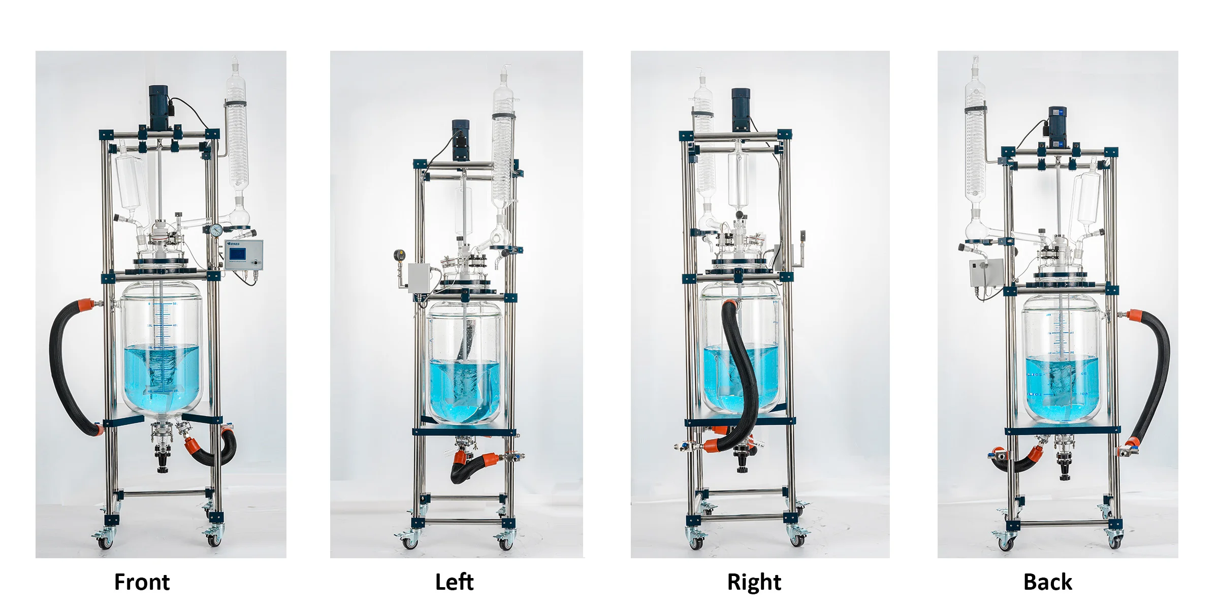 Bioreactor 30L High Borosilicate Glass Motor Drived Continuous Stirring Two Walled Glass Reactor China
