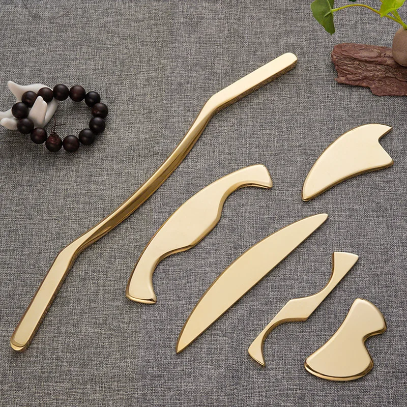 Pure Copper Guasha Board Anti Cellulite Gua Sha Tool Scraping Pain Release Muscle Fascial Massage Relax Physiotherapy Set