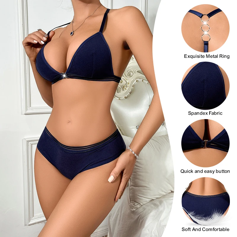 Women Bra And Briefs Panties Set High Quality Young Girl Soft Cotton Two Piece Sets Ladies Backless Breathable Underwear
