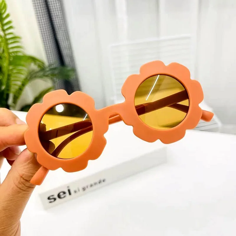 TY0879 Summer Cute Toys Children Sunflower Sun Glasses Frosted Boys Eeywear Anti-UV Protection Reflective Beach Kids Sunglasses