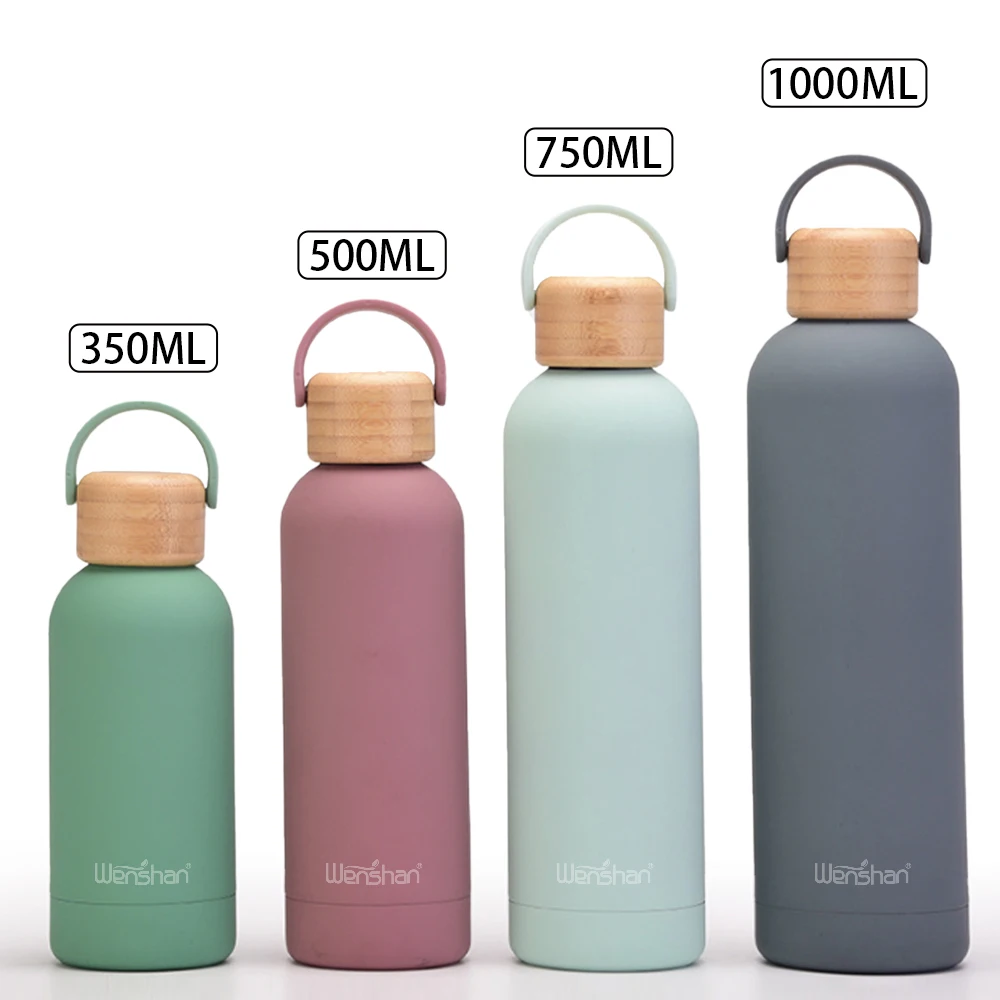 Double Wall Stainless Steel Water Bottle with Bamboo Lid BPA-Free Vacuum Insulated for Outdoor for Giveaways