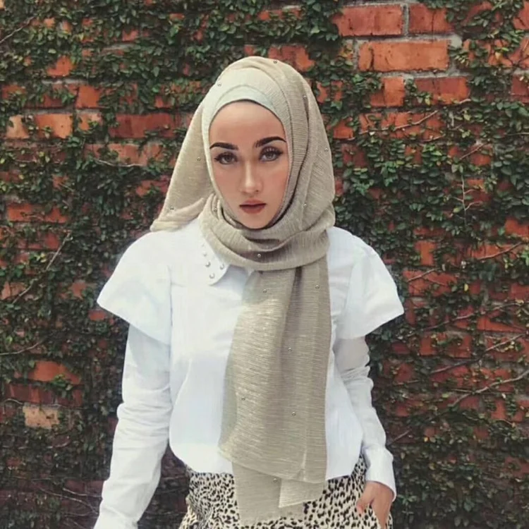 Wholesale Plain georgette scarf thick bubble heavy chiffon hijab muslim borong tudung woman shawl