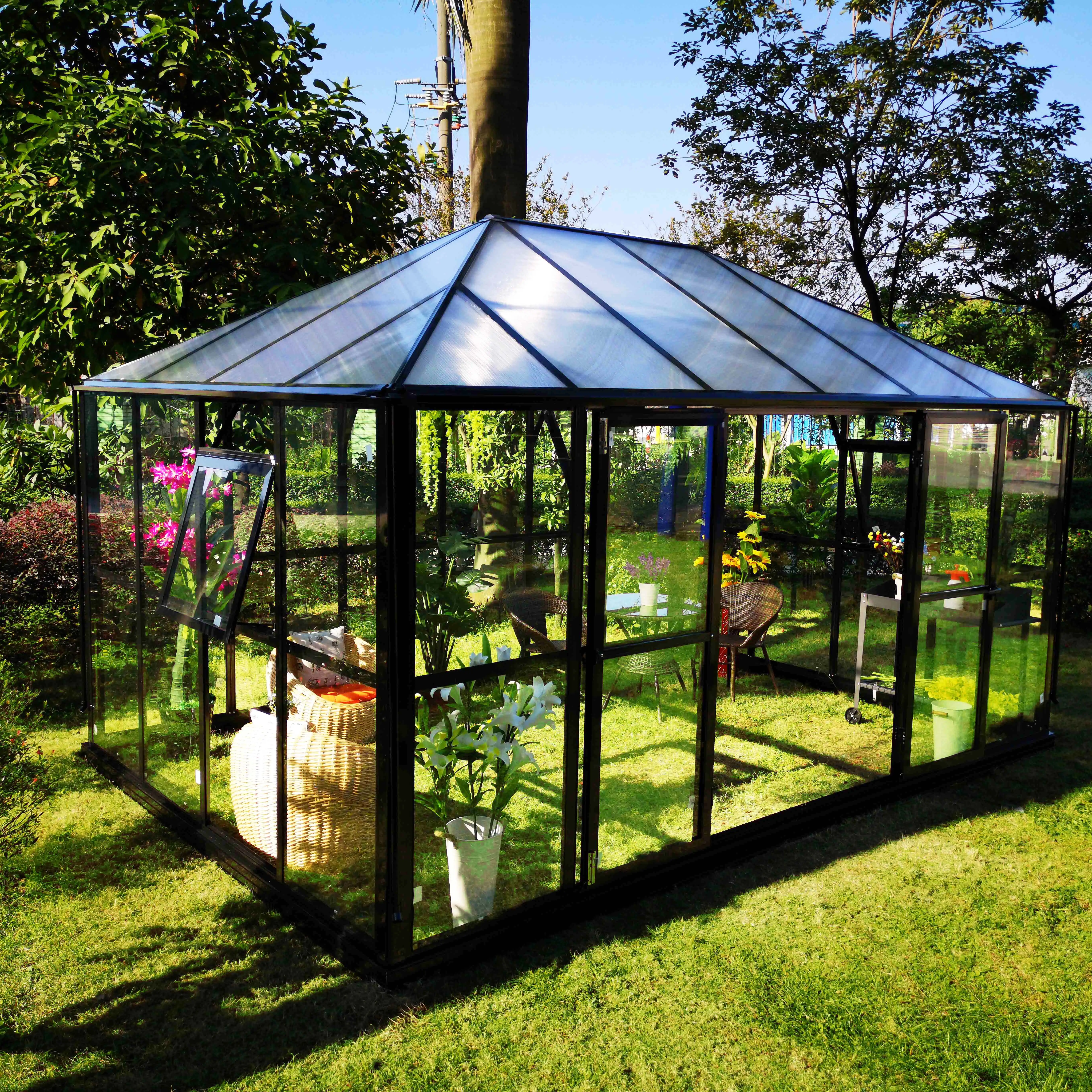 Manufacturer Popular Design Garden Greenhouse Customized Aluminum Sunroom Glass House Garden Buildings Agriculture Greenhouse