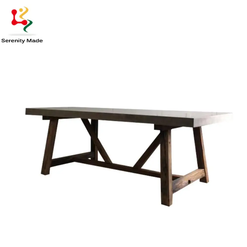 Outdoor patio garden event furniture restaurtant solid wood rectangular dining long table