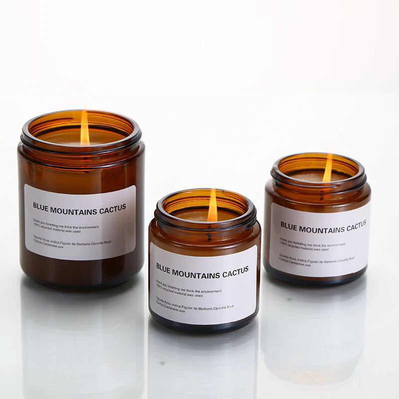 Free sample 120ml 250ml 4oz 8oz Brown Amber Clear Glass Candle Jar with Lid