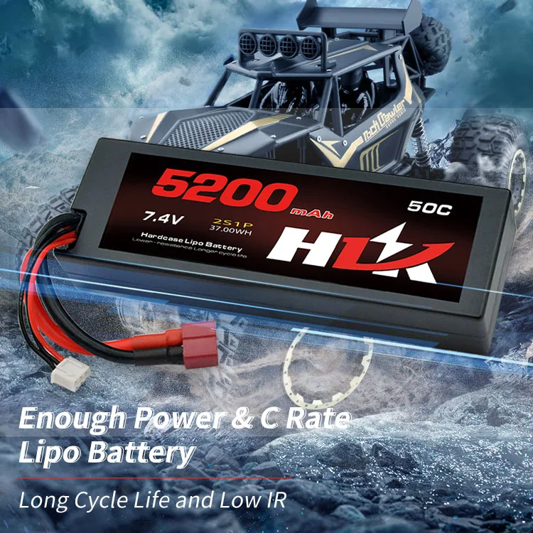 OEM factory  5200mAh 50C 7.4V RC Offroad Car Hard Case 2S1P Lipo Battery