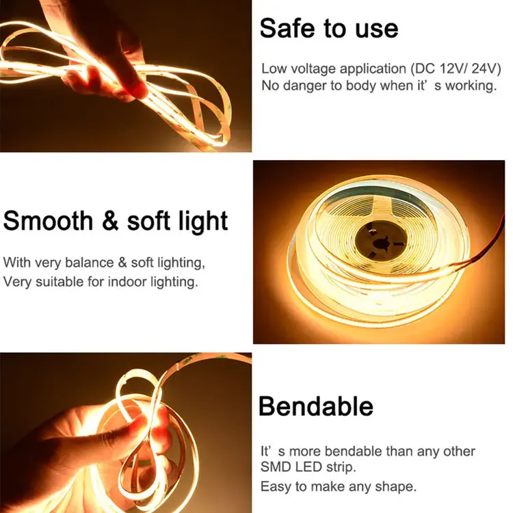 Cob Led Strip 320 384 480 528 RGBW Leds Dc12v 24v Ra 90 Furniture Wardrobe Decor Flexible Led Tape Light