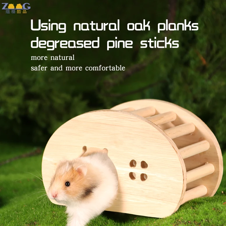 Funny Wooden hide the guinea pig hamster house nest for animals