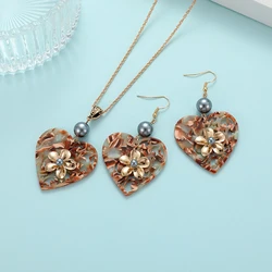 Женские минималистичные украшения, модная цепочка в форме сердца, гавайская акриловая подвеска, серьги