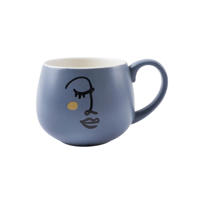 Nordic Minimalist Line Abstract Art Ceramic Matte and Glossy Belly Coffee Milk Mug