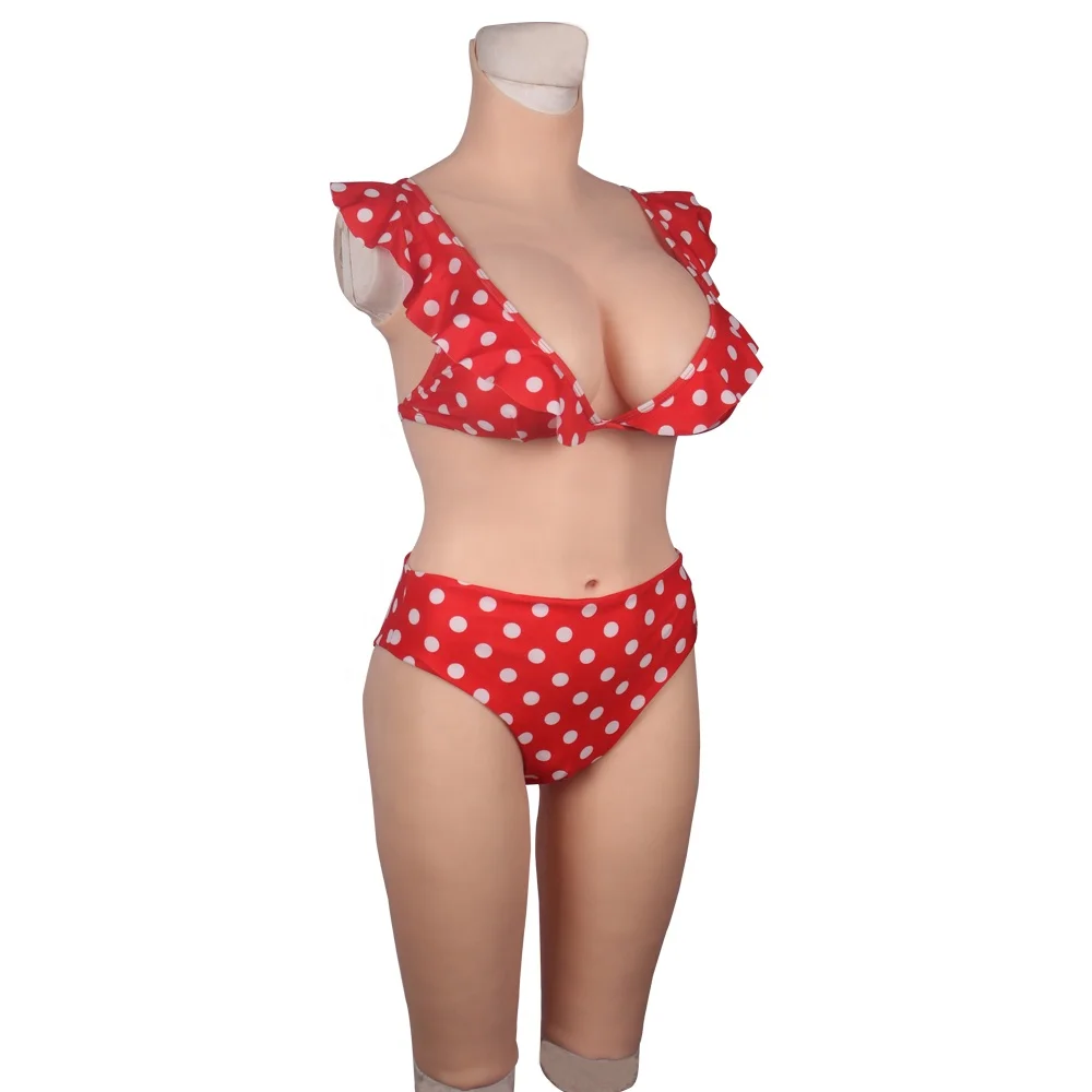 Tgirl Solid five points D cup body suit with artificial vagina silicone breast forms for drag queen anal sex CD