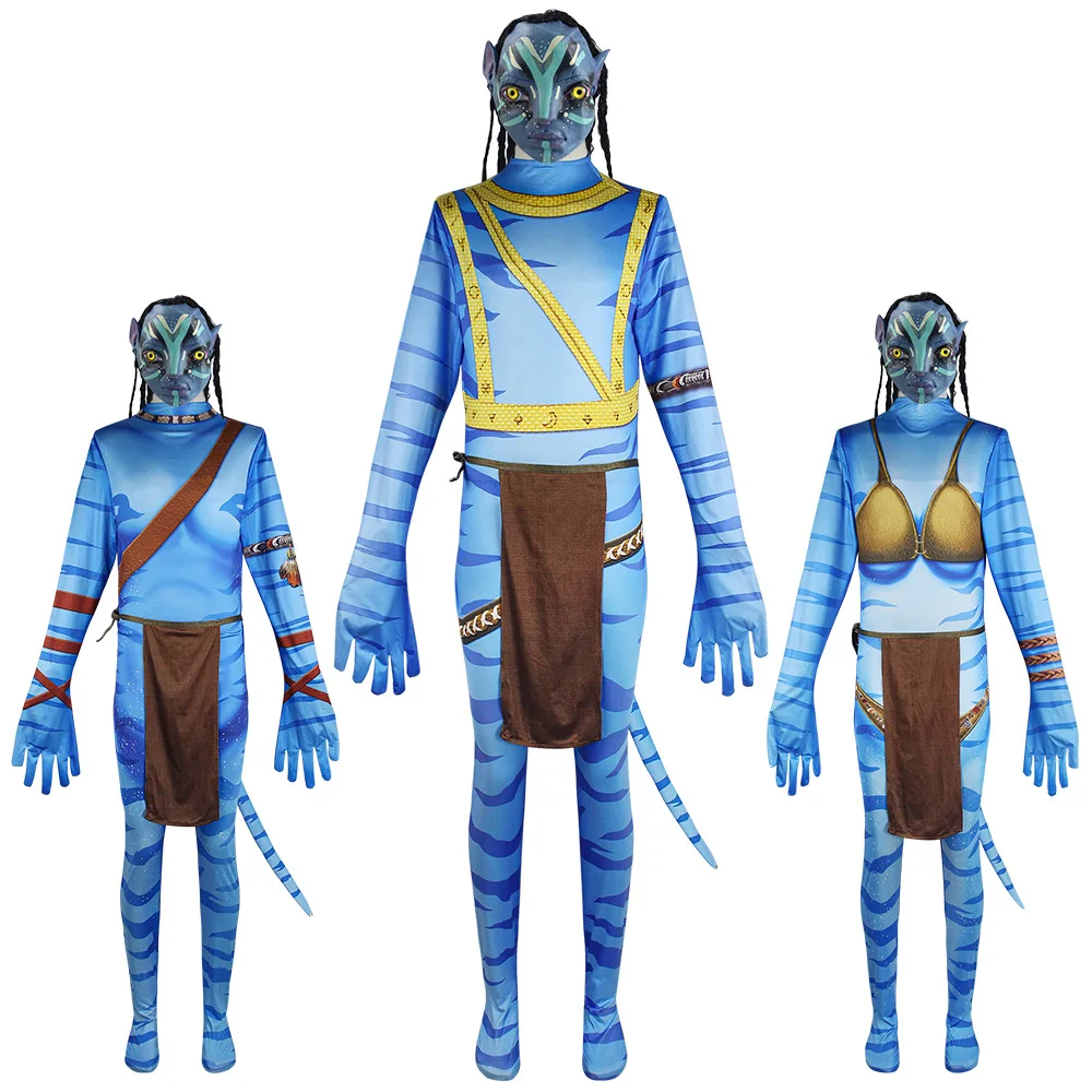 Avatar 2 Costume for Kids Adults, Neytiri Jake Role Play Outfit Girls Boys Man Women for Halloween Festival Party Carnival