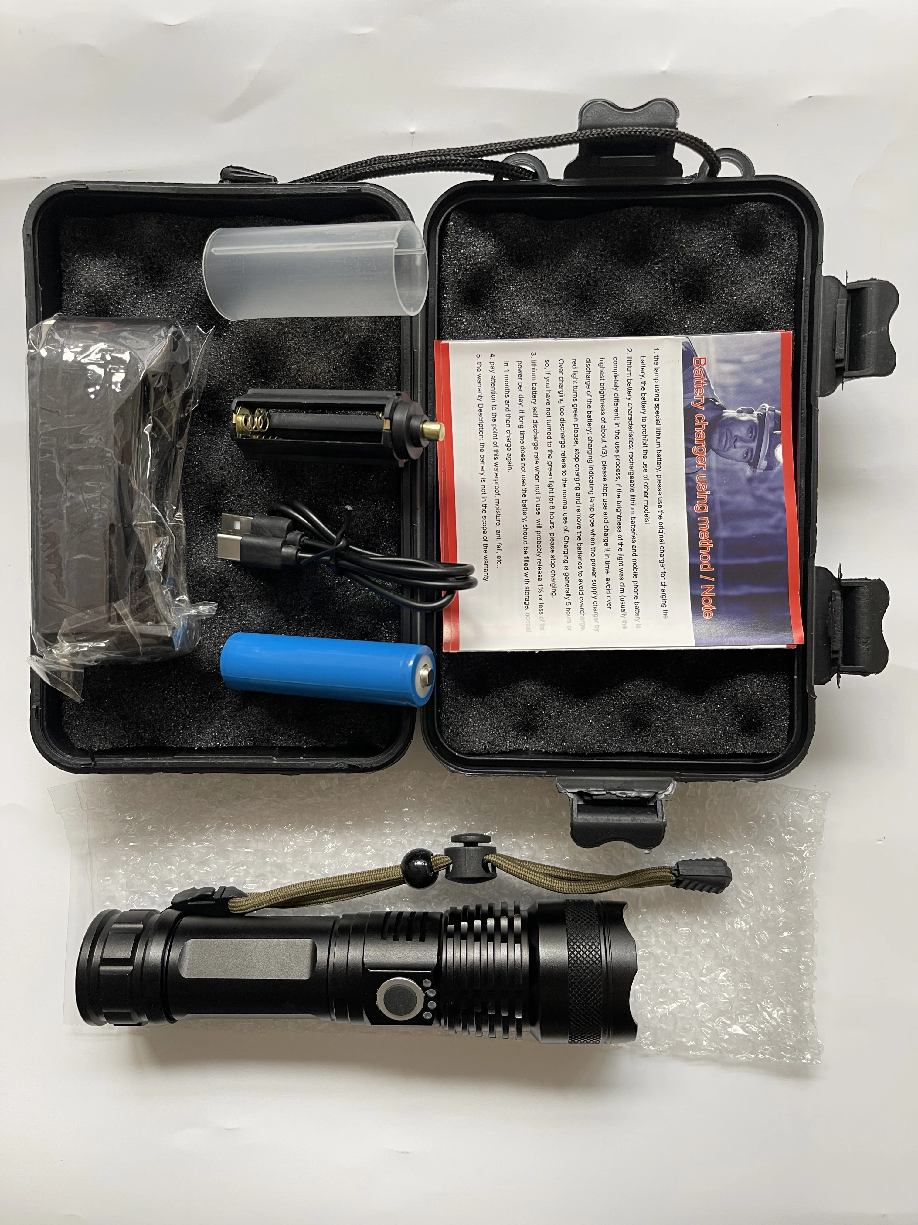 2024 Amazon Best Seller Gift Box Set Laser Logo 26650 18650 Battery Powered Charger P50 Super Light Rechargeable Flashlight