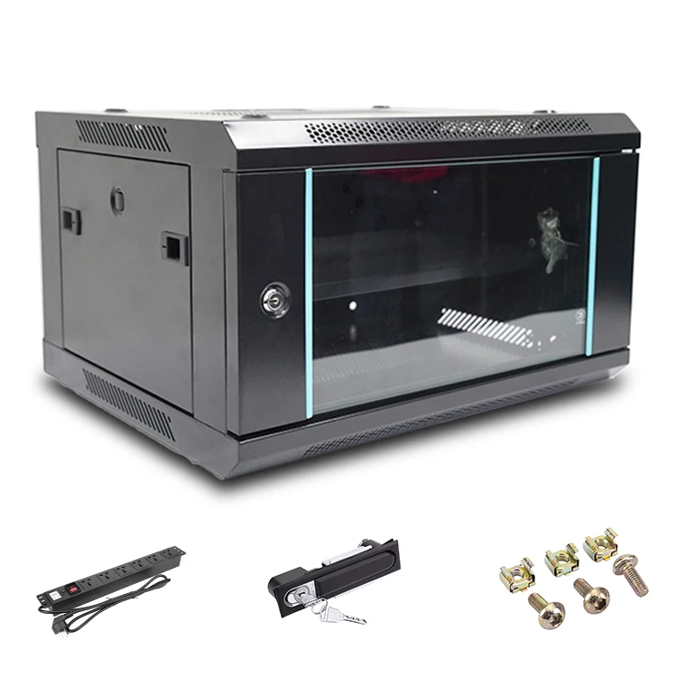 Server Rack Outdoor 6U Network Rack Cabinet Cabinet Cctv Indoor Soundproof 19 Inch Server Room Tempered Glass 320*550*450 Accept