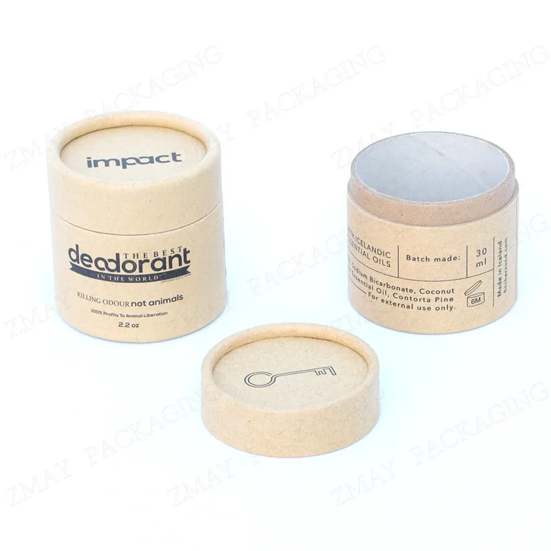 kraft lip balm paper tube custom design cardboard cylinder container for deodorant stick packaging natural plain