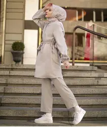 Best selling Arab long sleeve solid color  fashion muslim  two-piece suit women clothing