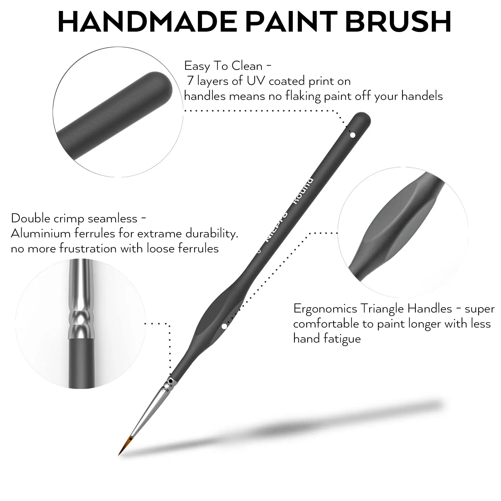 Miniature Painting Set Fine Detail Paint Brushes With Zipper Bag For Canvas Models Acrylic Watercolor Oil Ceramic