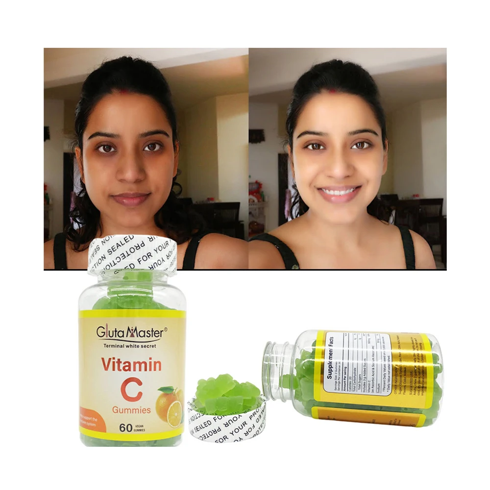 Витамины C отбеливающие жевательные 100% в форме зеленого медведя натуральная помощь для поддержки иммунной системы взрослых