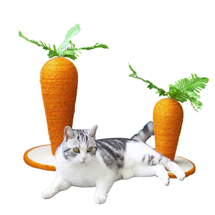 
Funny Pet Cat Scratching Board Carrot Shape Toys Strong Sisal Post For Grinding Claws Pet Cat Toy 