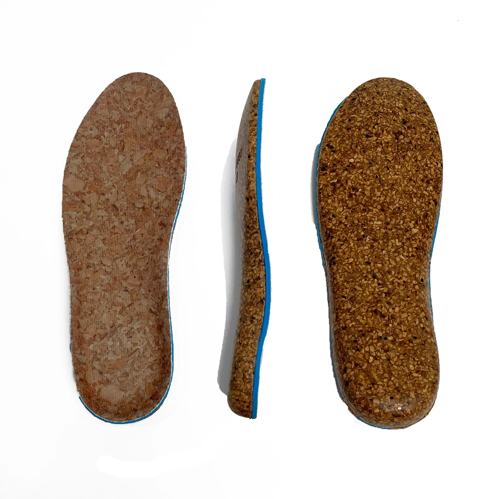 customized new hot selling cork orthotic insole ergonomic arch support pure natural cork insoles