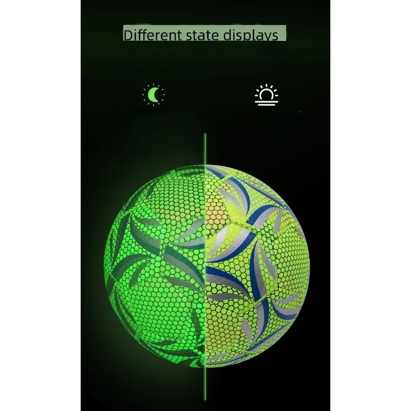 Luminous No.5 Standard Adult and Youth Soccer Ball PU Machine Sewing Fluorescent Football for Children Students Training