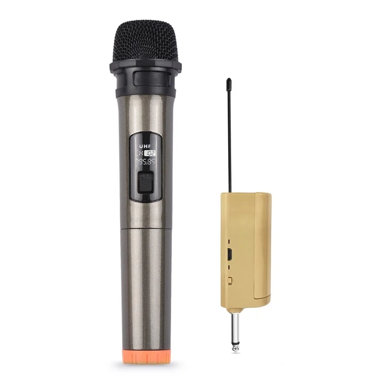 Handheld Wireless Microphone VHF Dynamic Mic with Portable Mini Receiver Microphone for Karaoke Speech Meeting Stage Performance