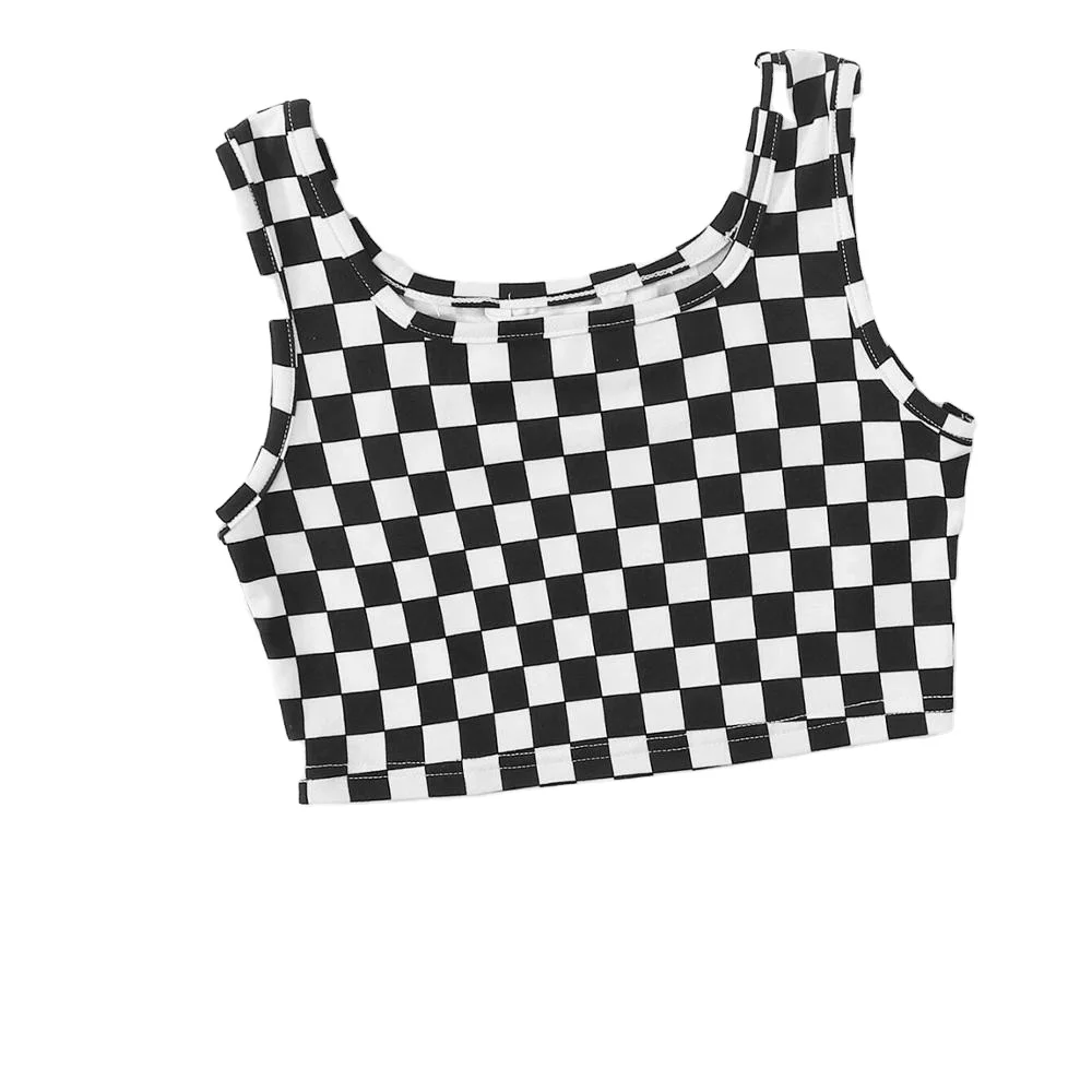 
2020 newly Girls Checked Crop Tank Top 