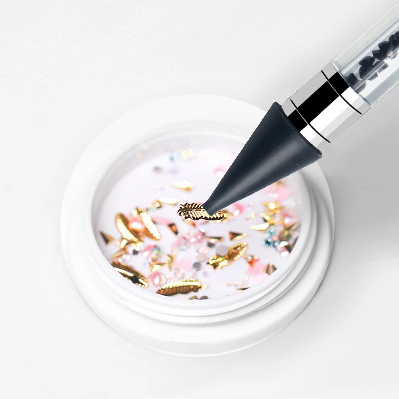  Haokelai High Quality Transparent Acrylic Rhinestone Handle Two-ended Nail Wax Dotting