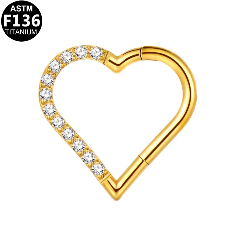 Gaby new design ASTMF136 titanium body jewelry heilx ear piercing rings with heart pattern fashion style
