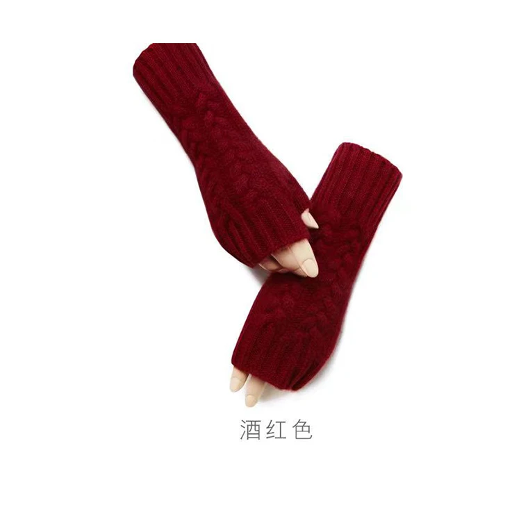 Оптовая продажа, женские кашемировые перчатки без пальцев, вязаная монгольская модная шапка 100%