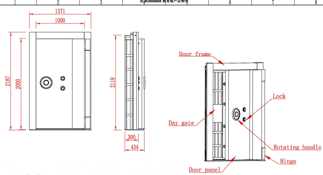Anti-burglary explosion-proof stainless steel vault door strong room door for Bank and private vault with time lock