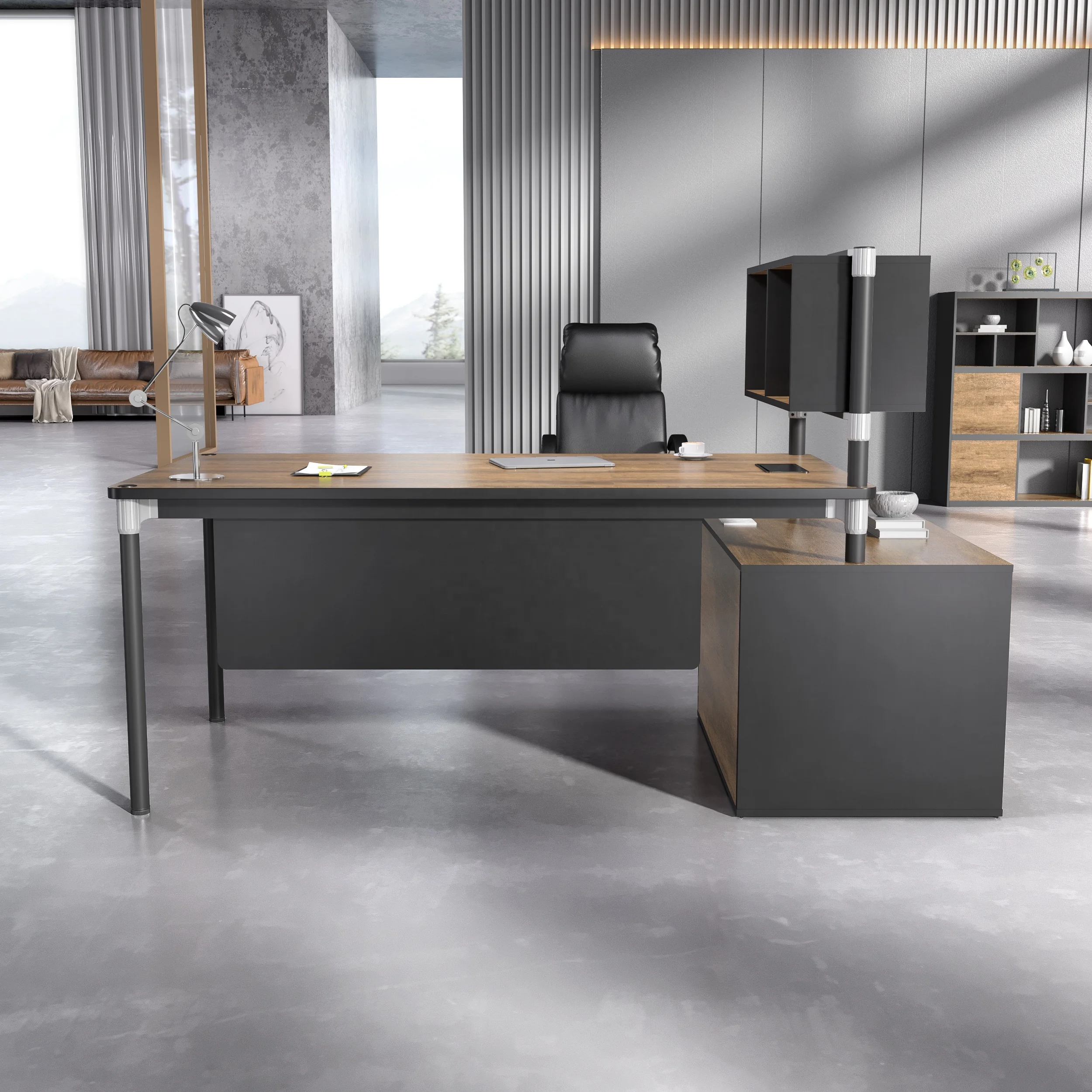 Open office furniture WESOME metal leg single workbench wooden office desk