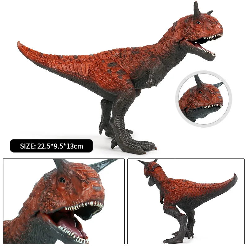 Oenux Wholesale PVC Animals Toy Jurassic Dinosaur Carnivorous Carnotaurus Mouth Can Open Action Figures Plastic  Model