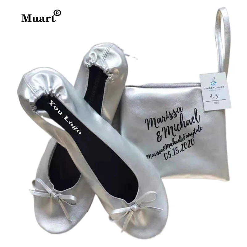 customer OEM logo Rose Gold Popular lady folding ballerina shoes cheap disposable fold up ballet flats folding Shoes