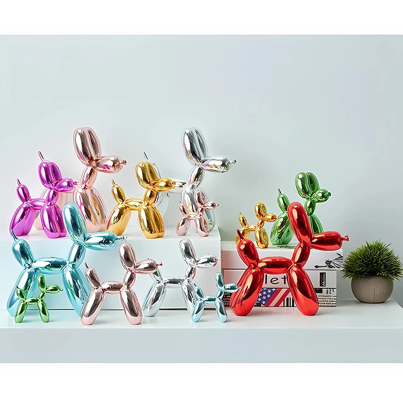 O&M Electroplated Resin Gold Jeff Koons Balloon Dog Office Decoration Table Sculpture Balloon Dog Statue
