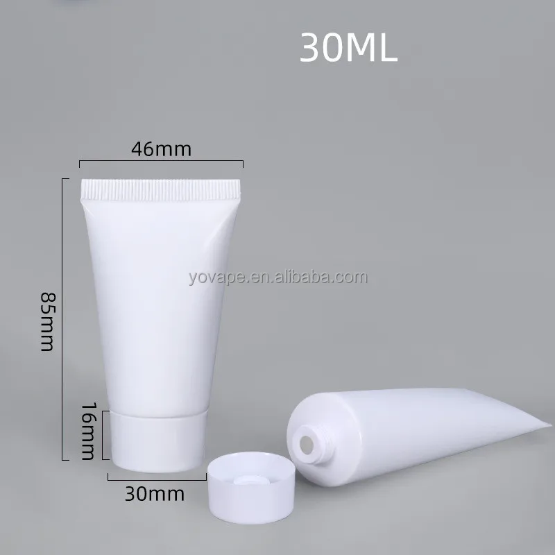 Soft transparent plastic cosmetics tubes refillable toothpaste facial cleanser button hand cream hair conditioner tube with caps