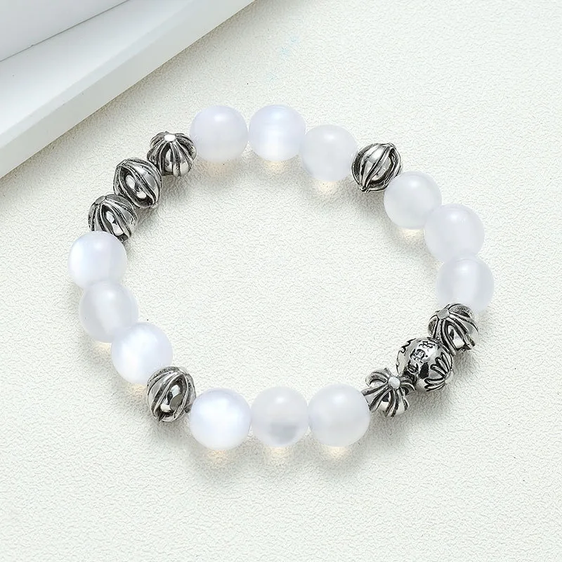 Fashion Jewelry Vintage Style Cross Round Beads Oxidation Hand Made Turquoise Stone Love Miss You Long Distance Couple Bracelet