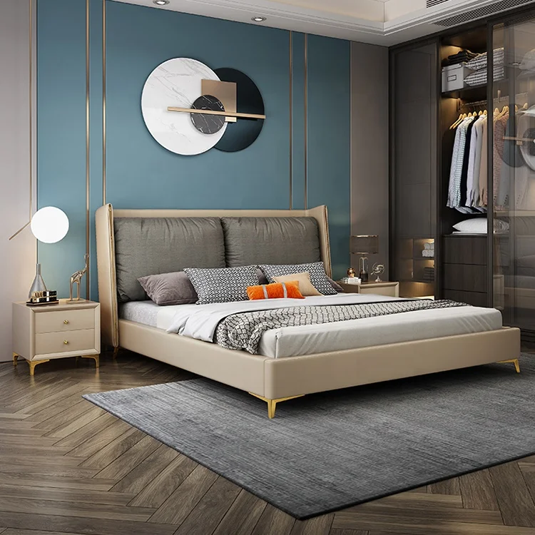 
Selling king size beds wooden new design modern king size bed room set 