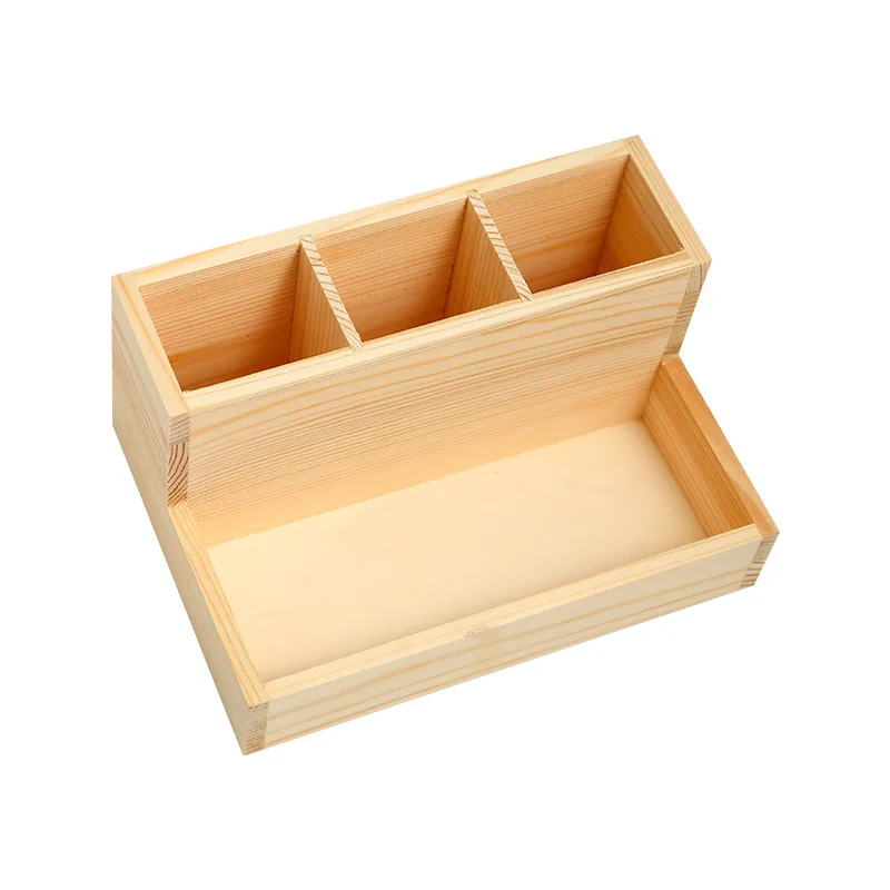 wooden storage boxes desktop wood make up brush nail tools organizer box