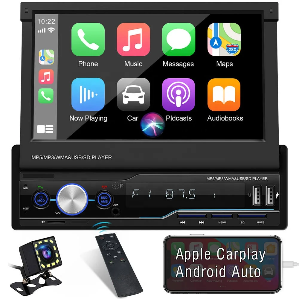 1 Din 7 Inch Adjustable Carplay Android Auto Mirror-Link USB FM Radio Car MP5 Player System Without DVD Player