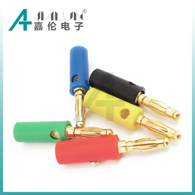 JIALUN 41MM Length 4MM Solderless Connector Screw Brass Banana Plug