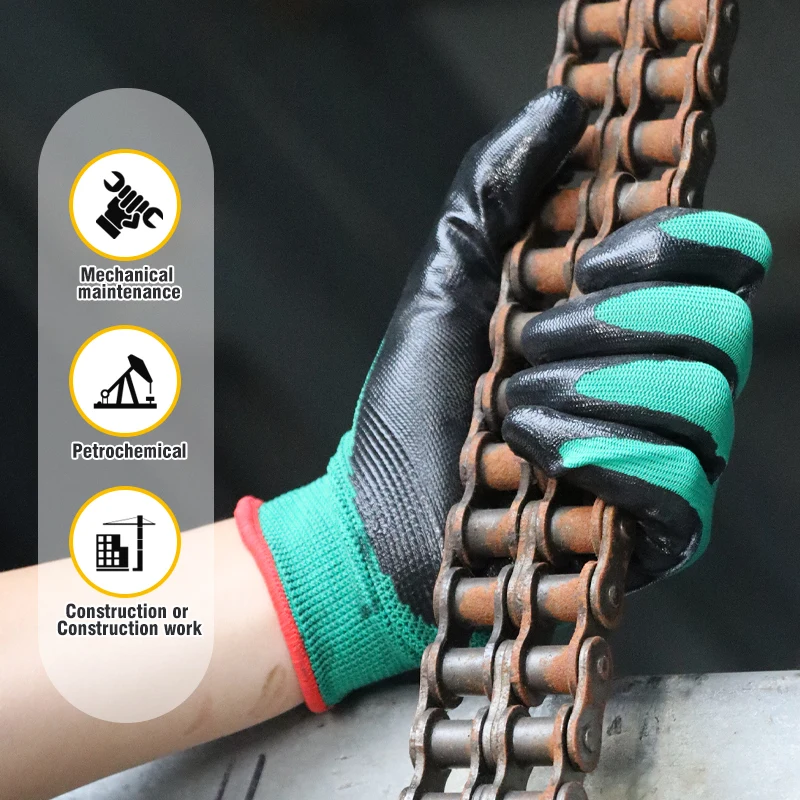 XINGYU China Assembly Heavy Duty Work Industrial Gloves For Leather Work Waterproof  Safety Nitrile Coated Work Gloves