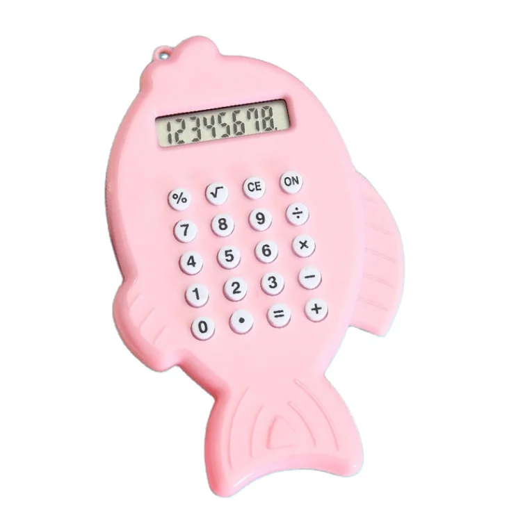 Mini Cartoon fish  Calculator 8 Digit Display Pocket Size Battery Powered Electronic Calculator Mathematics Cute School Supplies