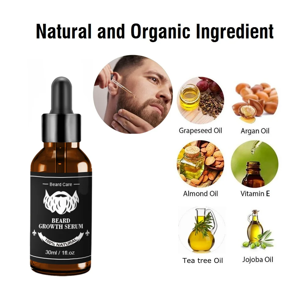 Men Private Label Beard Growth Roller Set 100% Natural Beard Oil Balm Products Beard Grooming Kit