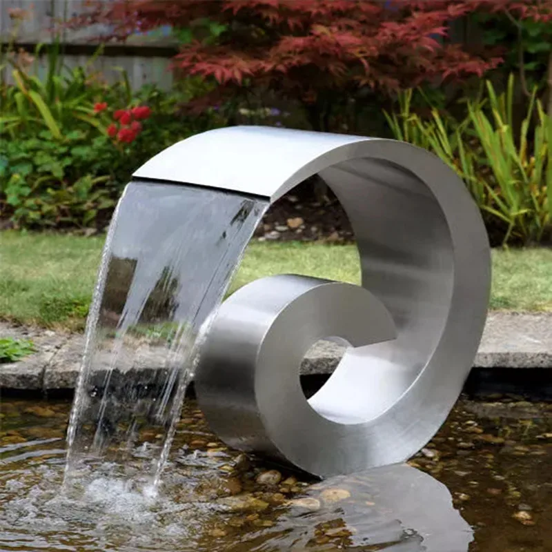 Modern artificial water feature garden fountain spa waterfall spillway stainless steel pond swimming pool waterfall