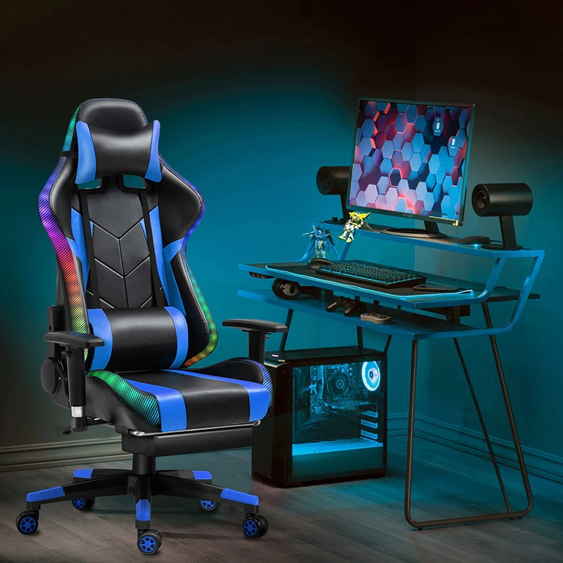 Недорогие массажные игровые стулья Rgb из искусственной кожи розового цвета офисные гонки черные и красные компьютерные с подсветкой динамиком