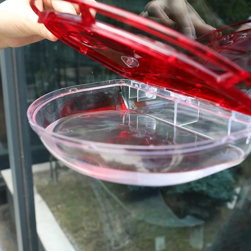Wholesale Garden Window Bird Feeder Outdoor Red Cover Transparent Plastic Wild Bird Pet Feeder